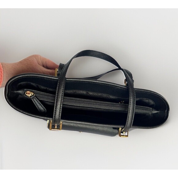 MICHAEL KORS Jet Set Large Saffiano Leather Black Pocket Tote Gold Trim Bag - Picture 13 of 13